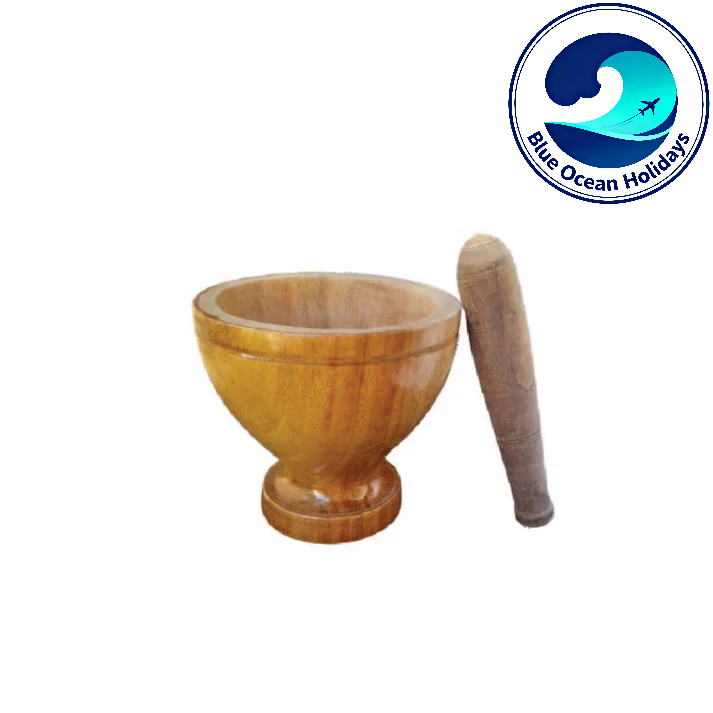 Handcrafted Lao Wooden Mini Mortar & Pestle – Traditional Kitchen Decor