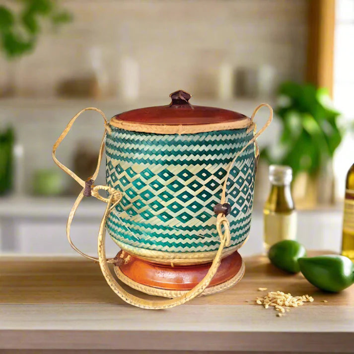 Handwoven Lao Sticky Rice Container – Natural Bamboo (11cm x 13cm)